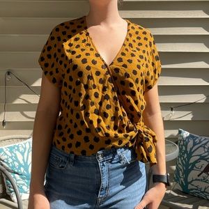 Madewell Faux Sash-Tie Top with Painted Spots